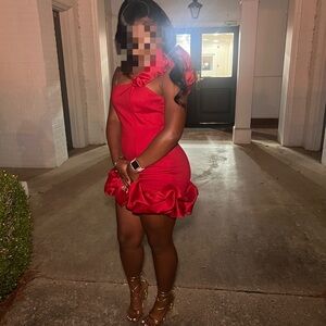 Fashion Nova Red Mini Dress with Ruffle Hem